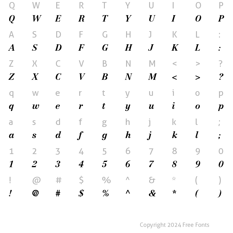 Character Map of Century Reprise SSi Bold Italic