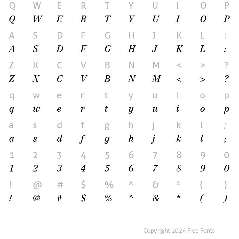 Character Map of Century Reprise SSi Italic