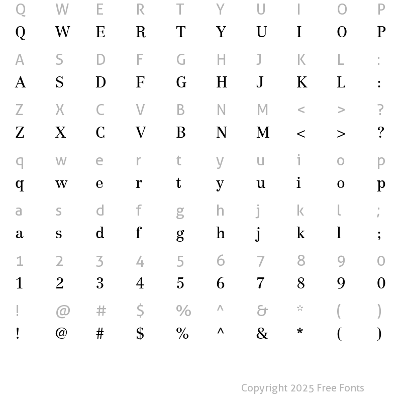 Character Map of Century Reprise SSi Regular