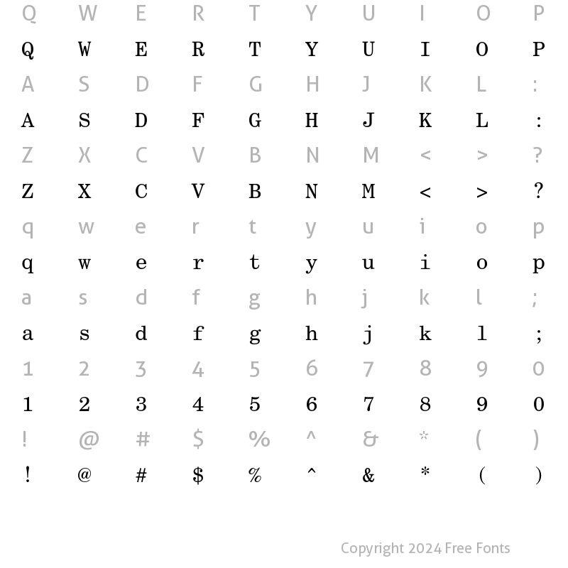 Character Map of Century Schoolbook Monospace Regular