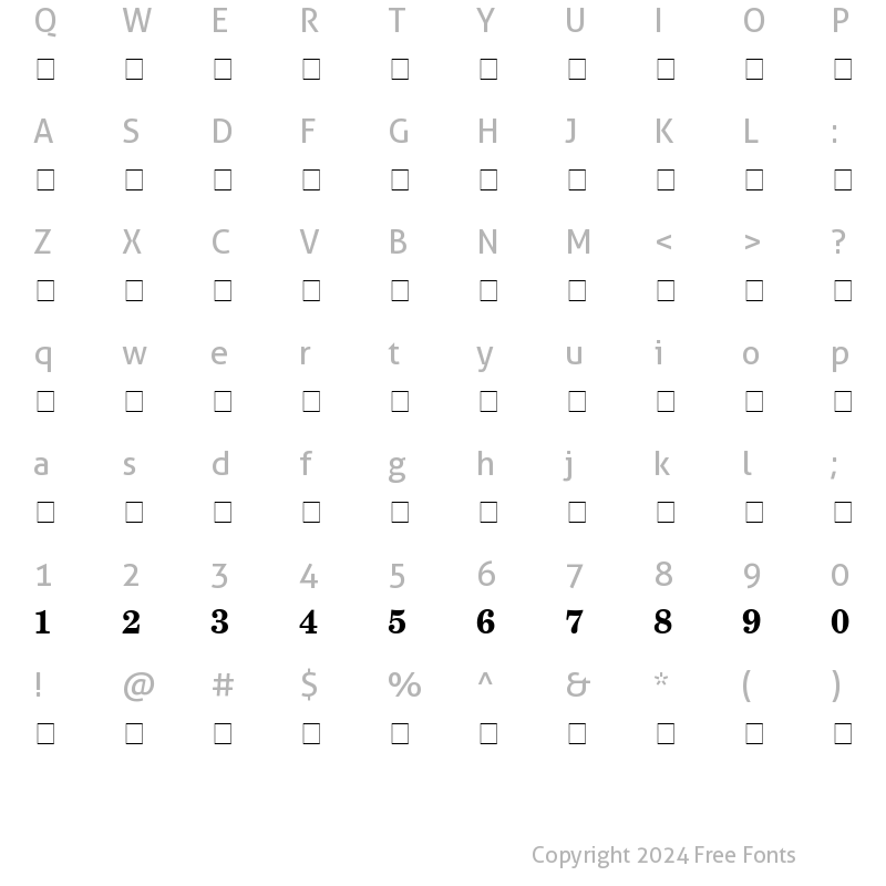 Character Map of Century Schoolbook RepriseFractions SSi Fractions Bold