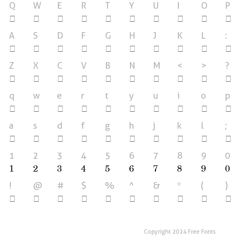 Character Map of Century Schoolbook RepriseFractions SSi Fractions