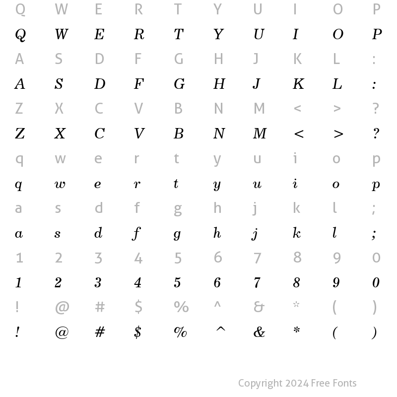 Character Map of Century731 BT Italic