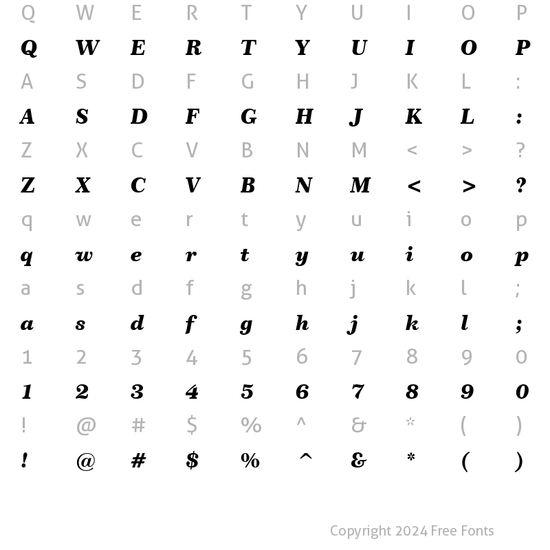 Character Map of Century751 Blk BT Black Italic