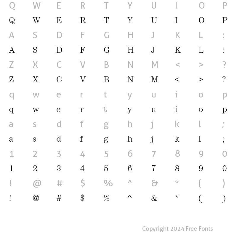 Character Map of CenturyEF-Light Regular