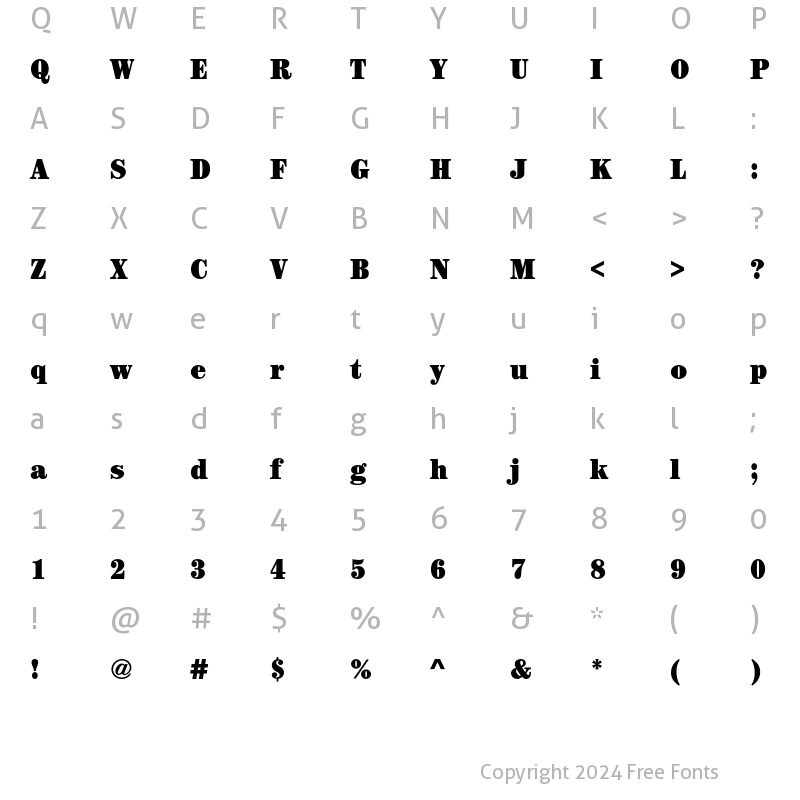 Character Map of CenturyEF-UltraCondensed Regular