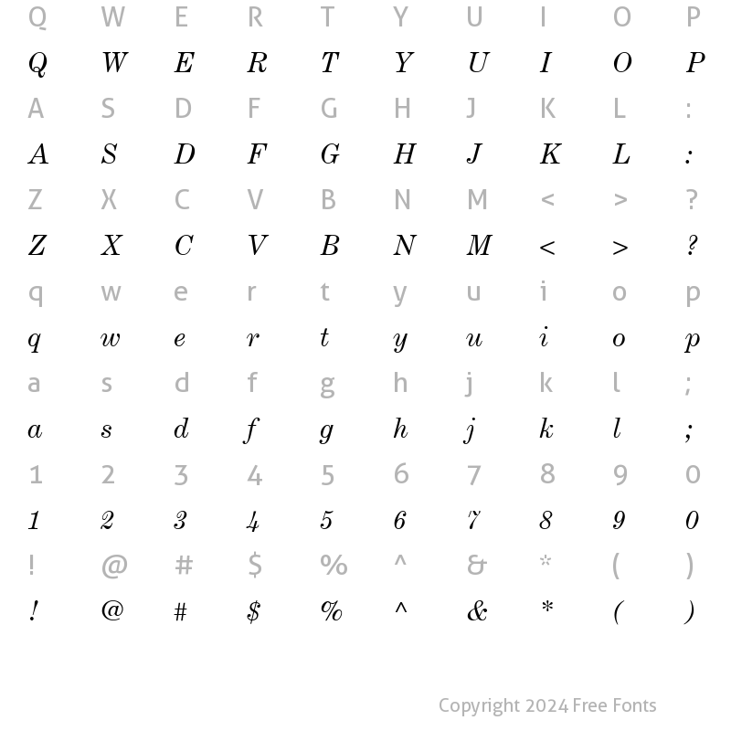 Character Map of CenturyExpanded LT Italic