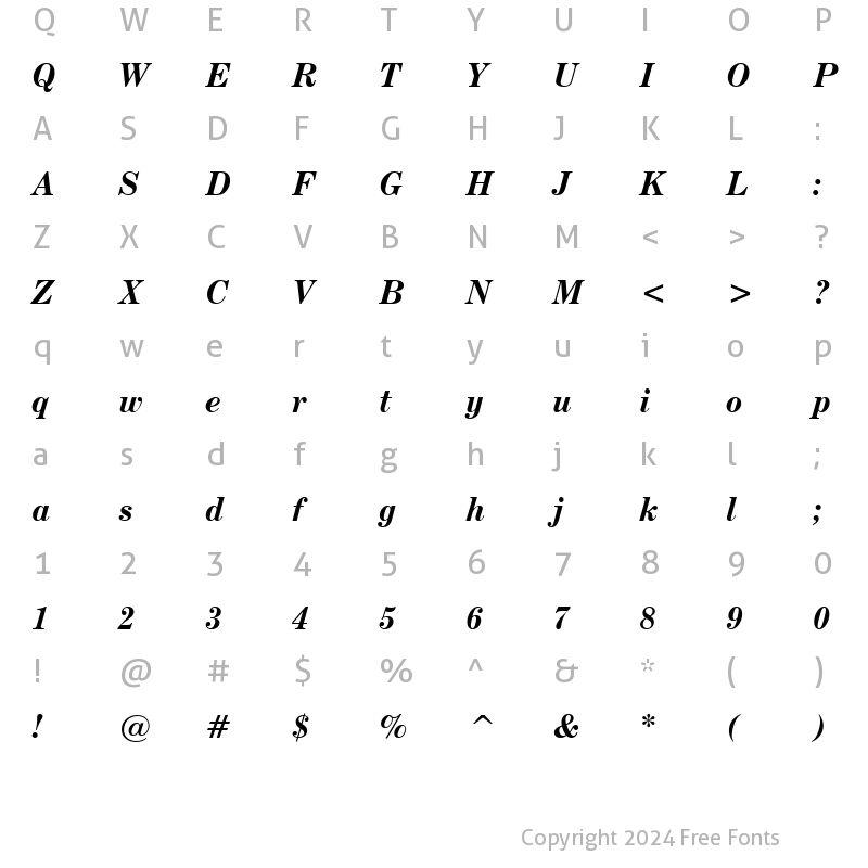 Character Map of CenturyExpd BT Bold Italic