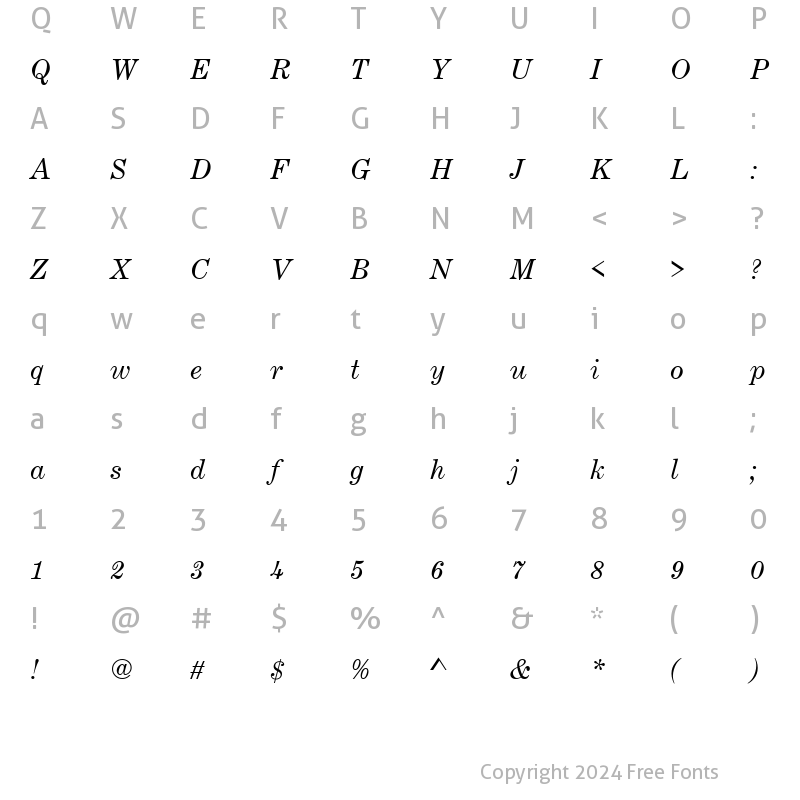 Character Map of CenturyExpTReg Italic