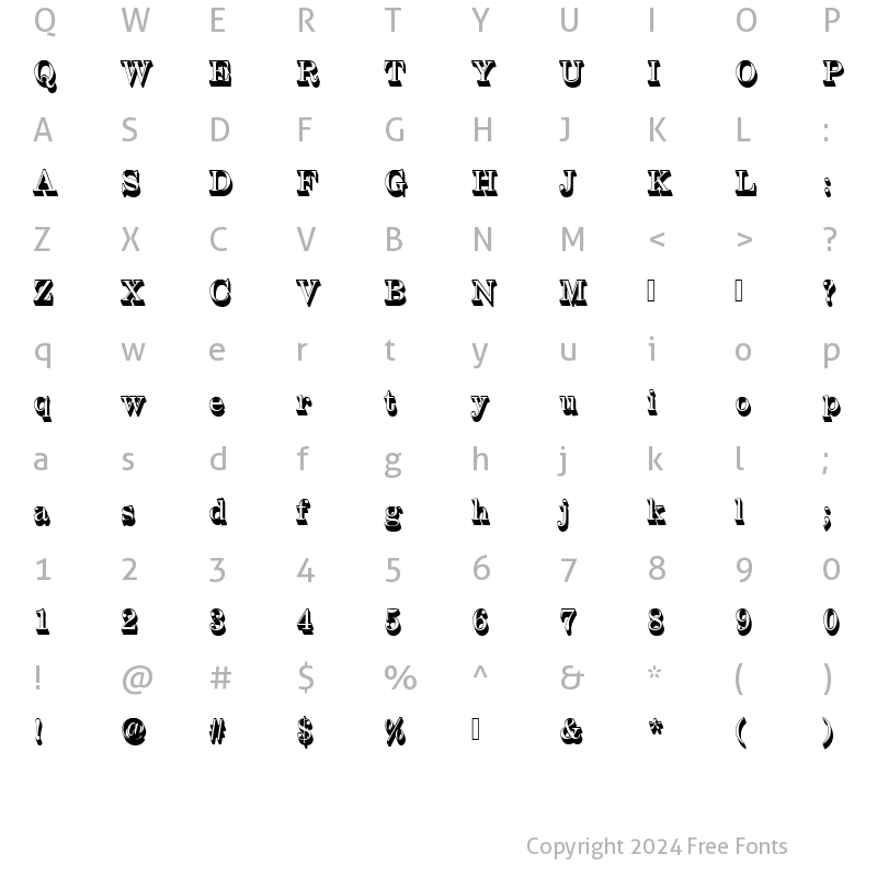 Character Map of CenturyExpTRegSh1 Regular