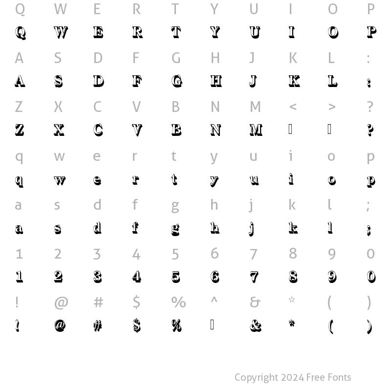 Character Map of CenturyOldStyTBolSh1 Regular