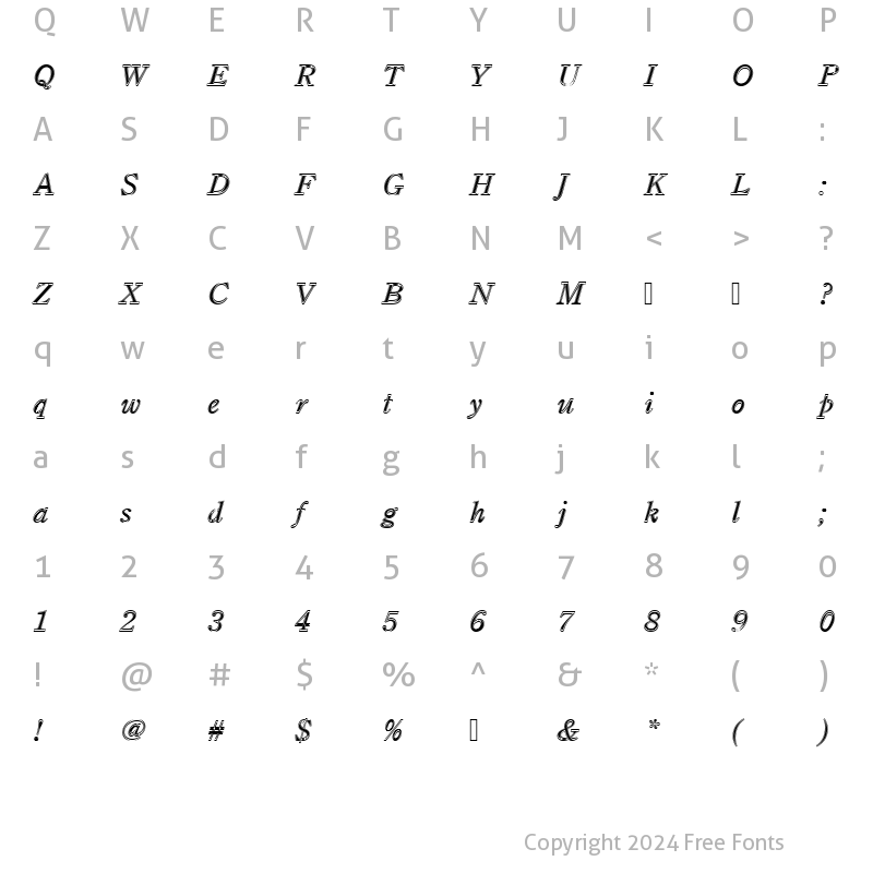 Character Map of CenturyOldStyTRegItaIn1 Regular