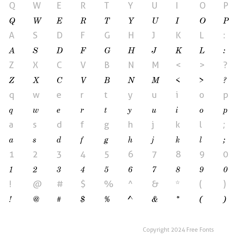 Character Map of CenturySch Italic