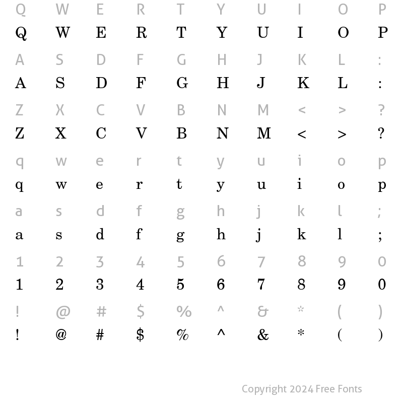 Character Map of CenturySchlbk-Roman Regular