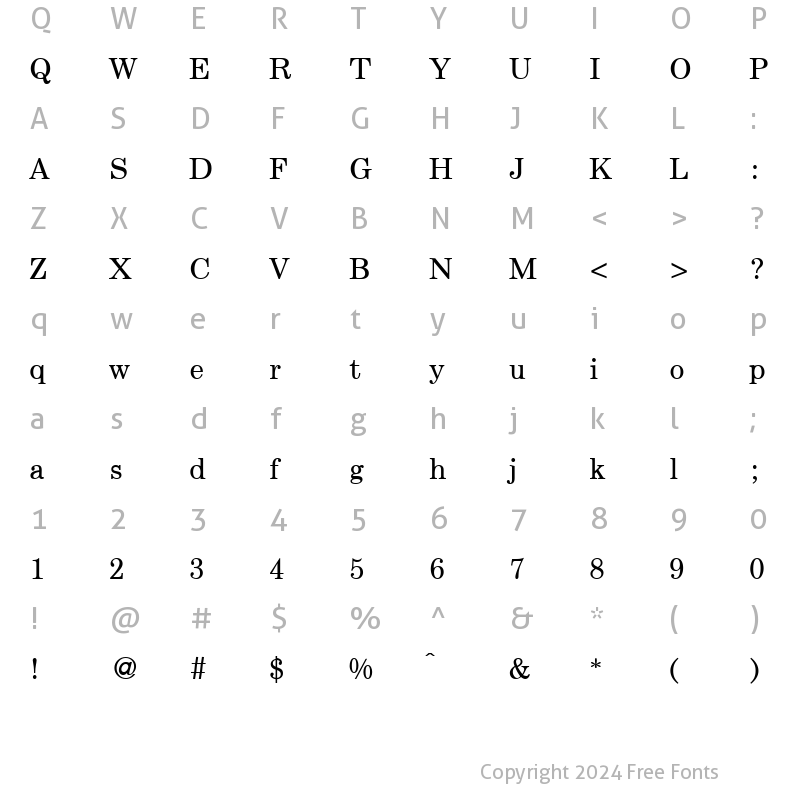 Character Map of CenturySchoolbook Regular