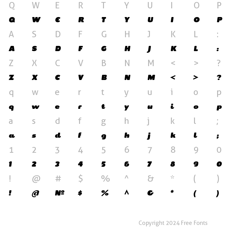 Character Map of Cepo Italic