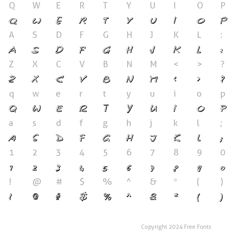 Character Map of CerberixShadow Italic