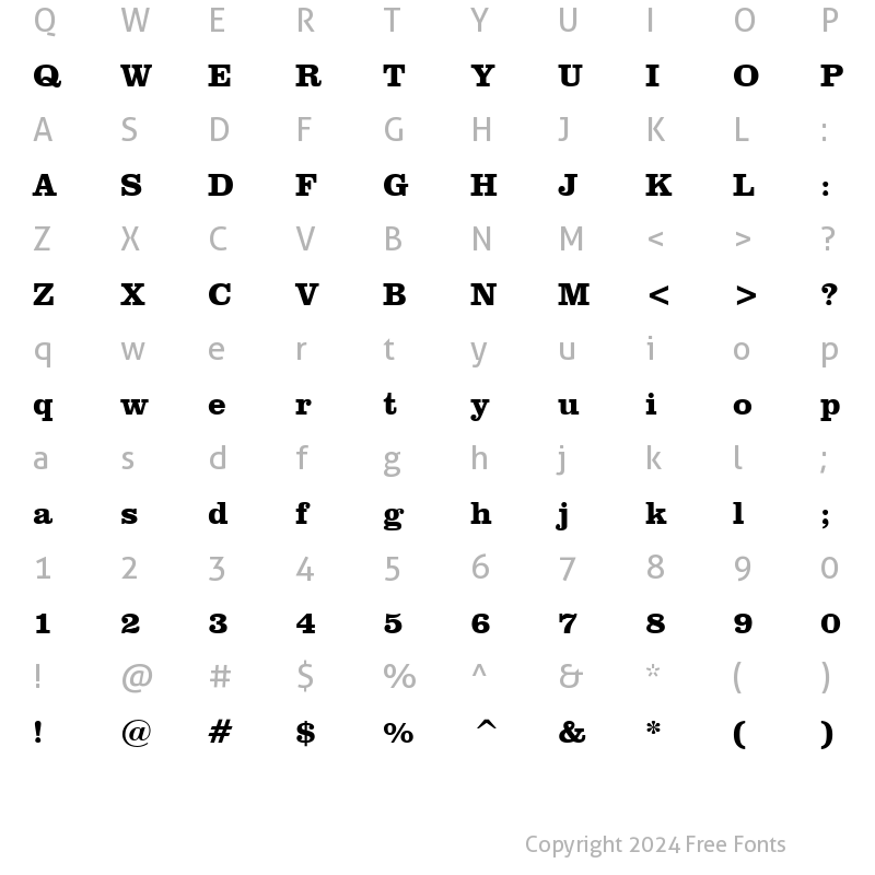 Character Map of Cerebral Bold