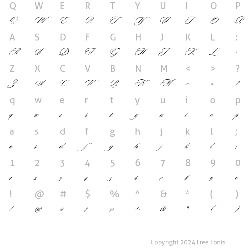 Character Map of Ceremonious One Regular