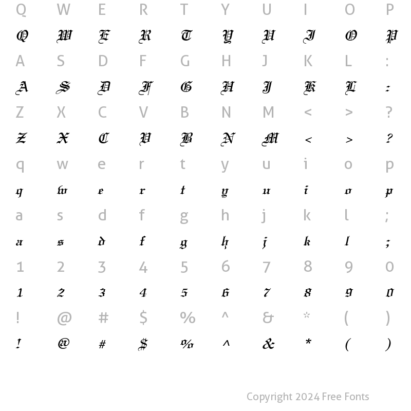 Character Map of Certificate BoldItalic