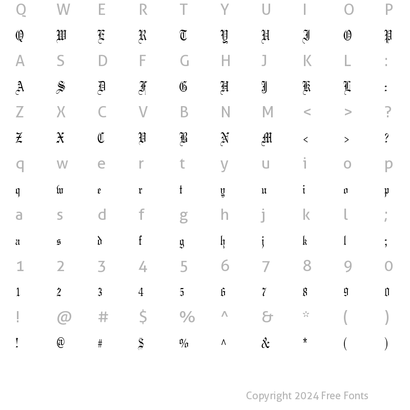 Character Map of CertificateCondensed Regular