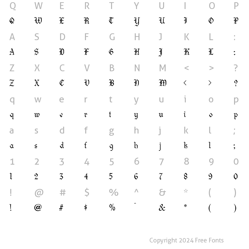 Character Map of Certificatext Normal