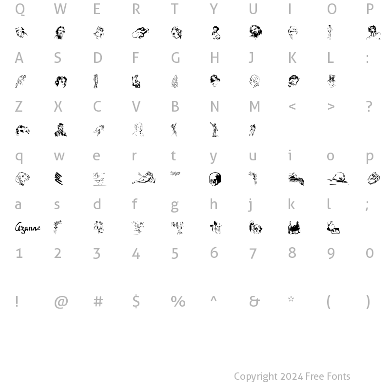 Character Map of Cezanne Sketches Regular