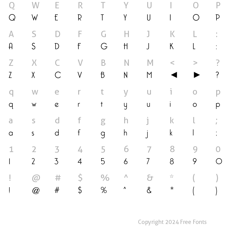 Character Map of Cg Capone Light Regular