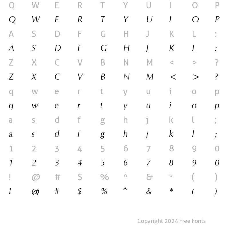 Character Map of CG Omega Italic