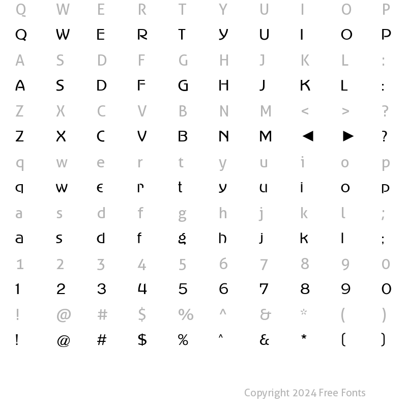 Character Map of CgAdvertisersGothicLight Medium