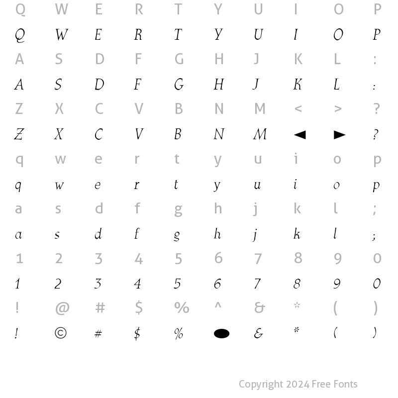 Character Map of CgAthenaeumItalic Medium