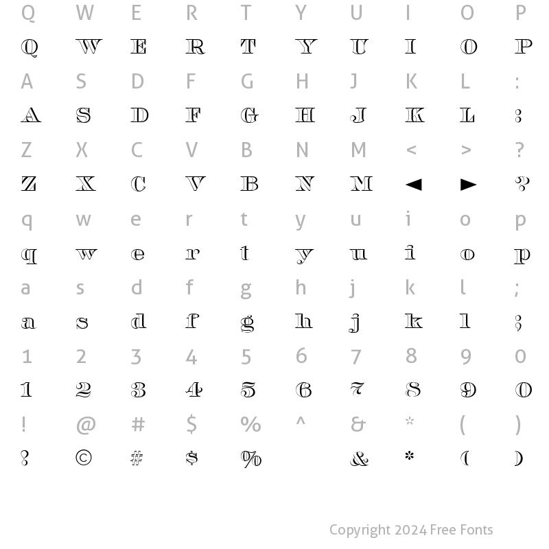 Character Map of CgBarclayOutline Medium