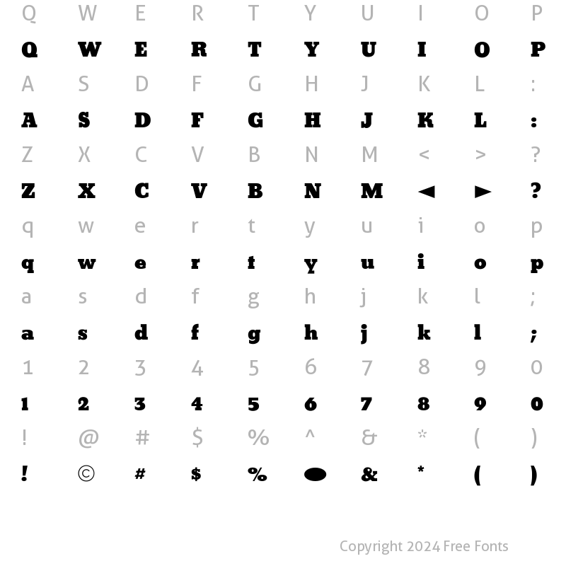 Character Map of CgBetonExtraBold Medium