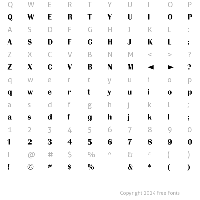 Character Map of CgBritanniaBold Regular