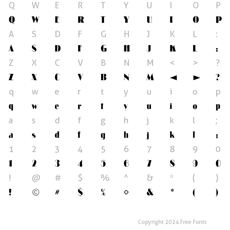 Character Map of CgBroadway Medium