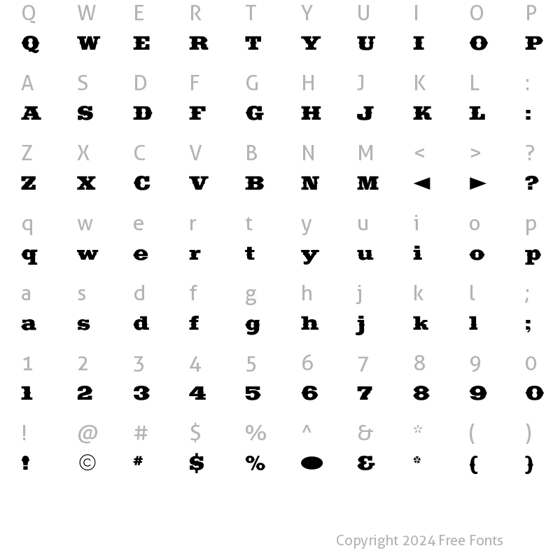 Character Map of CgDavisonAmericana Regular