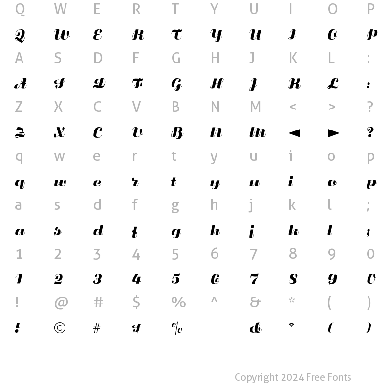 Character Map of CgFluidum Bold