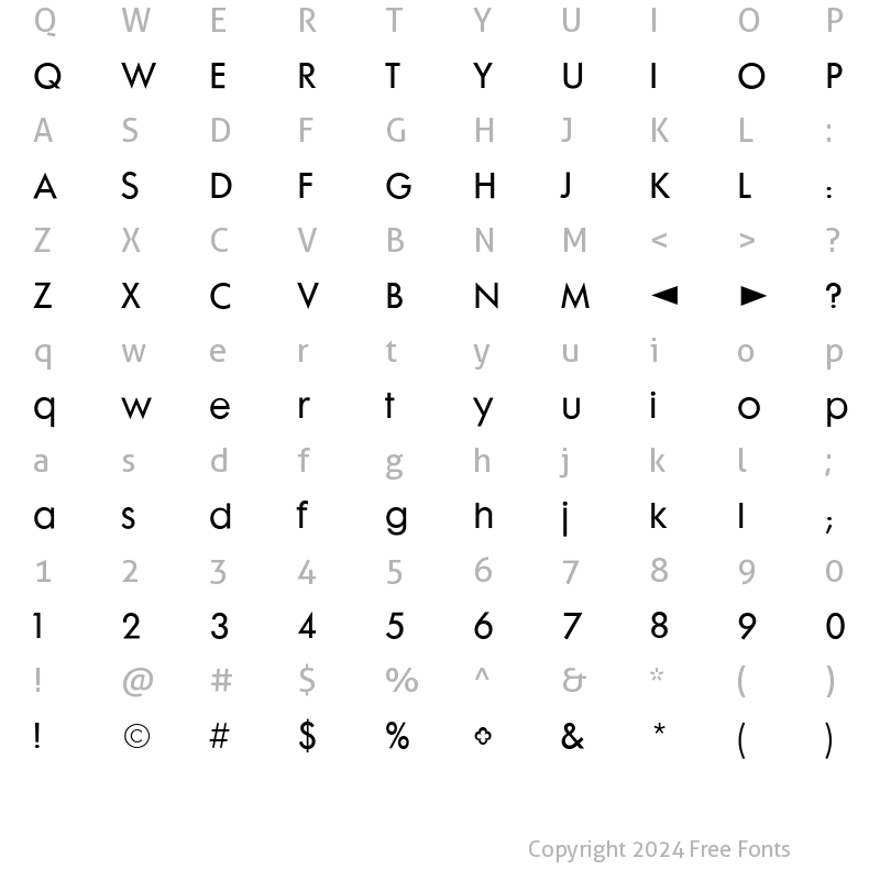 Character Map of CgFuturaMaxi Medium