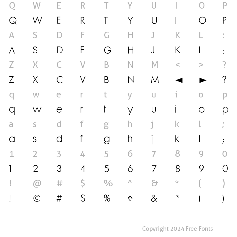 Character Map of CgFuturaMaxiLt Medium