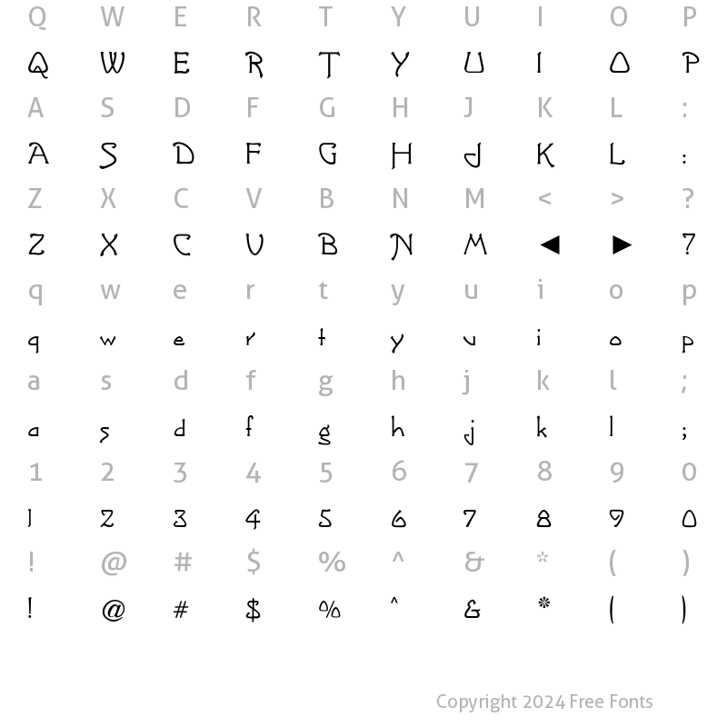 Character Map of CgGreetingMonotone Medium