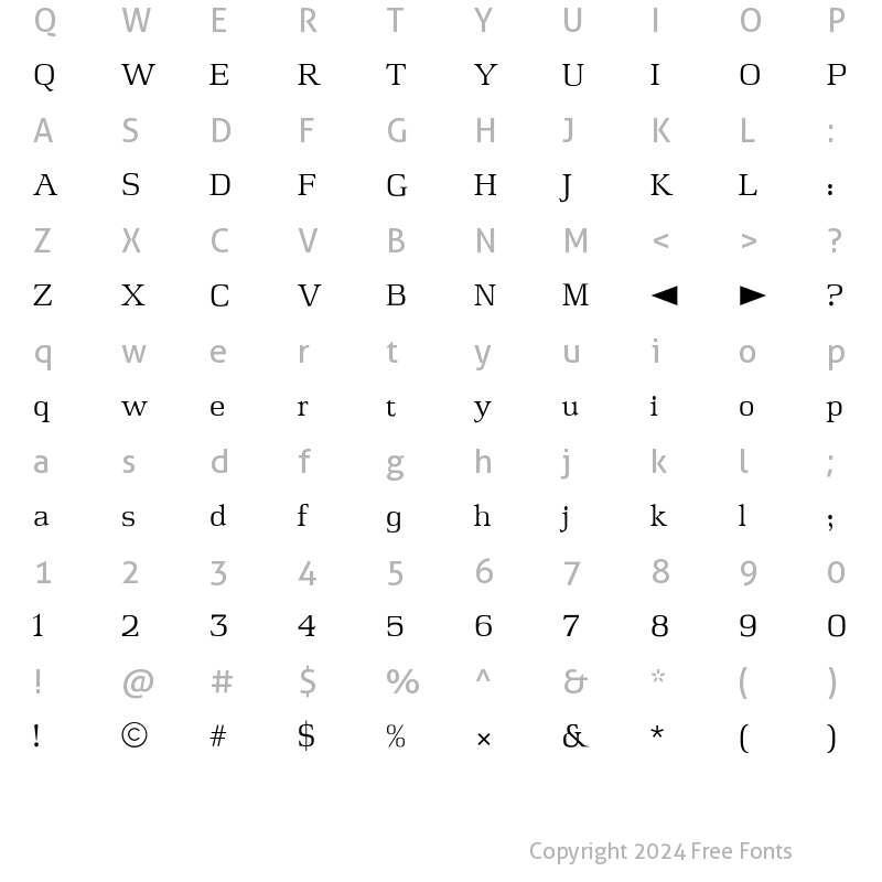 Character Map of CgJasper Medium