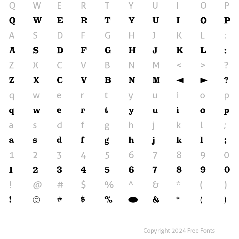 Character Map of CgLatinBold Medium