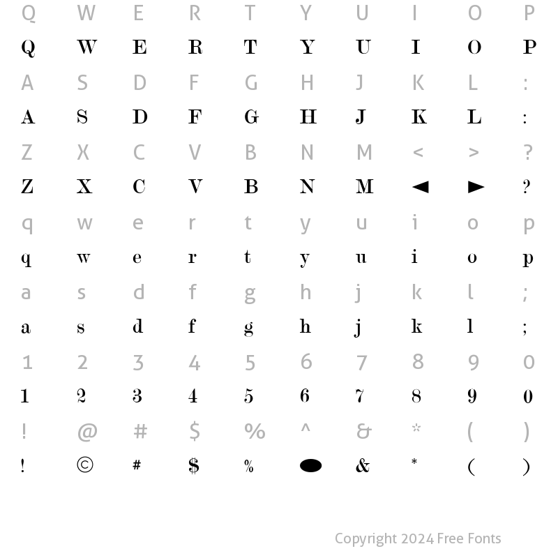 Character Map of CgModernTwenty Medium