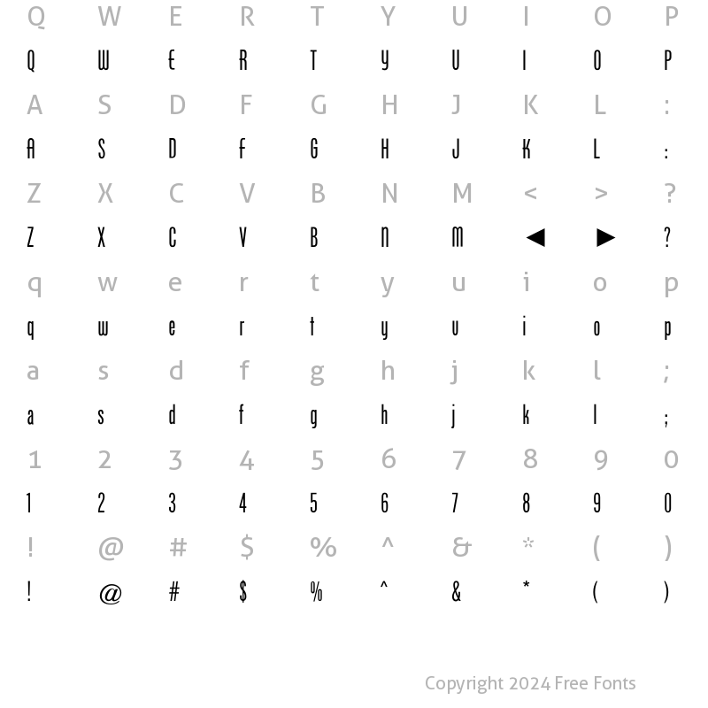 Character Map of CgPhenixAmerican Regular