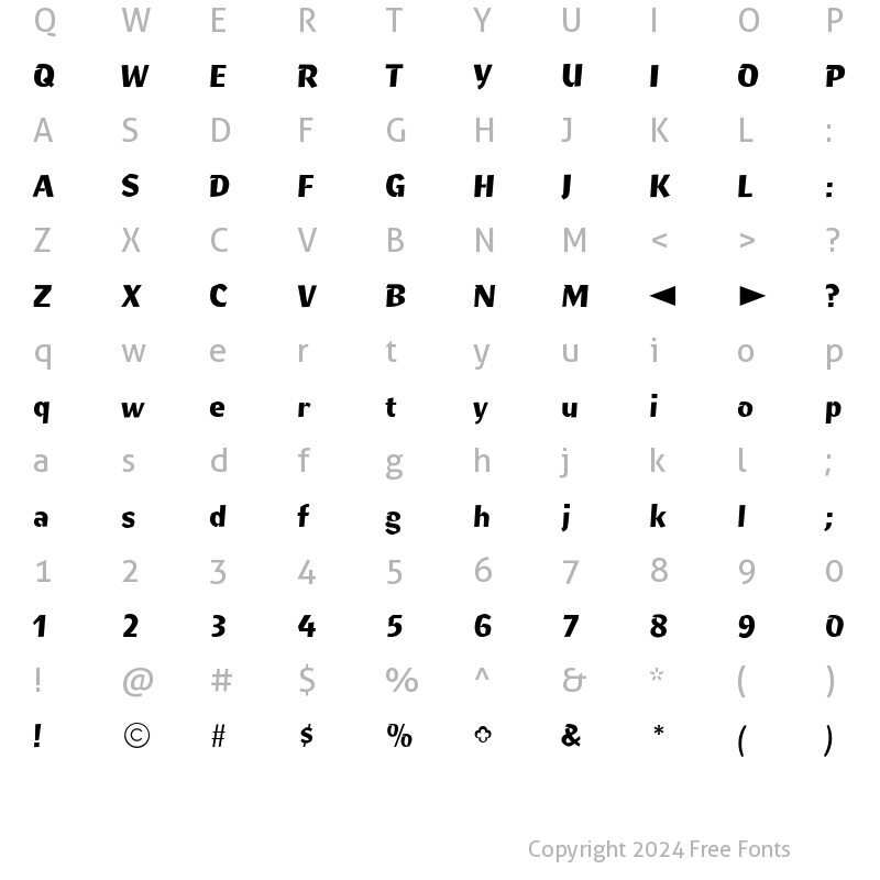 Character Map of CgRitmoBold Medium