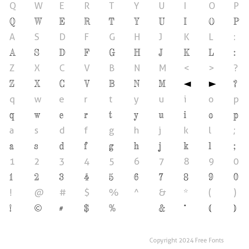 Character Map of CgTorinoOpen Medium