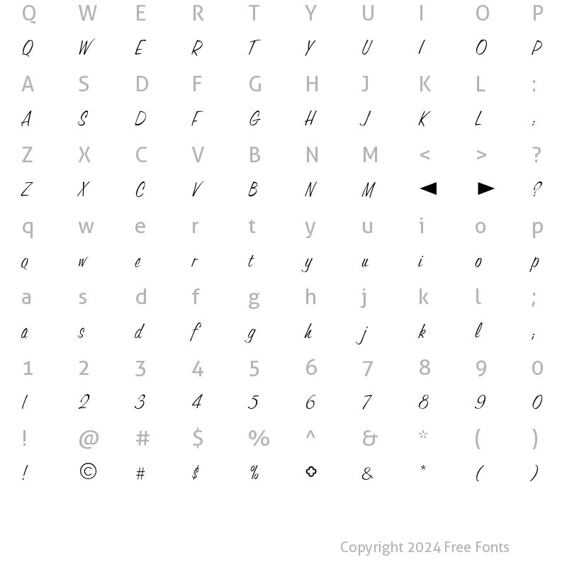 Character Map of CgTrophyOblique Medium