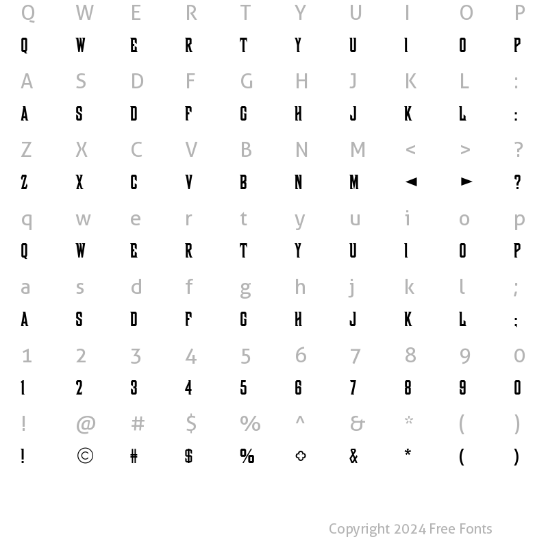 Character Map of CgWoodBlock Medium