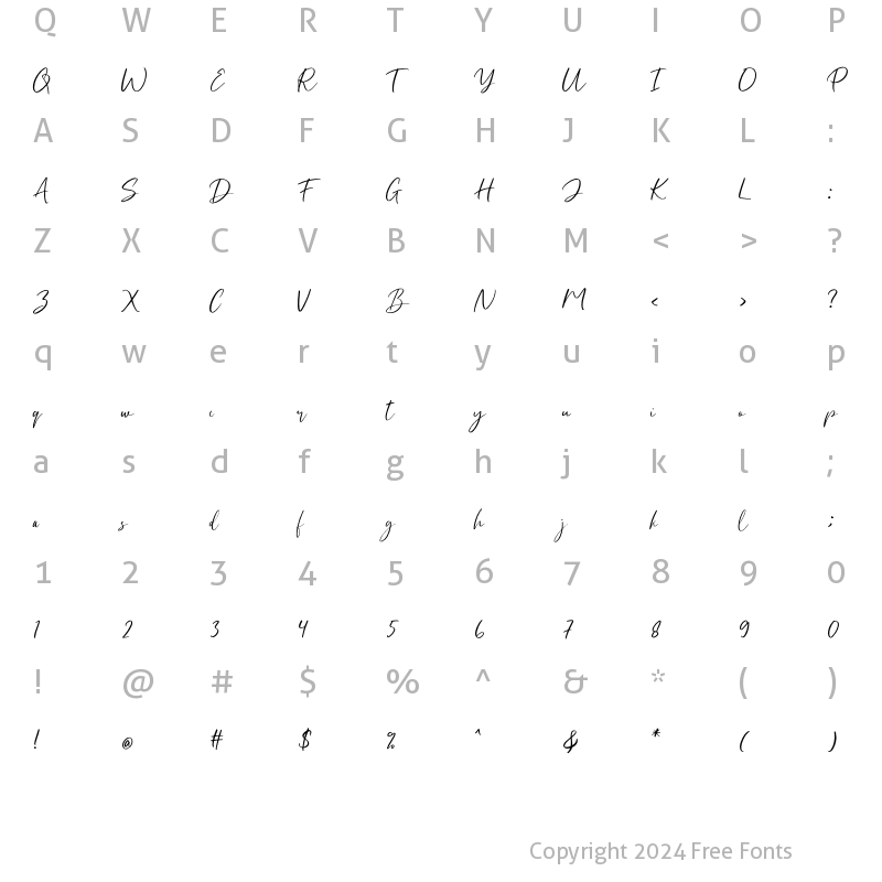 Character Map of Chabellita Regular