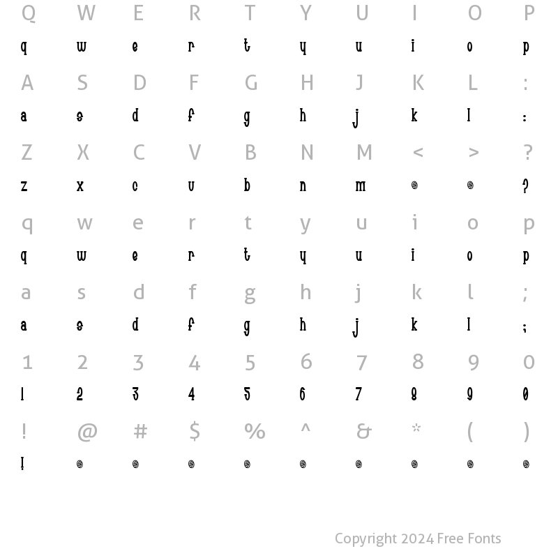 Character Map of Chachie Regular